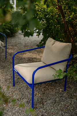 Bendt lenestol Indigo Blue/Teddy Beige