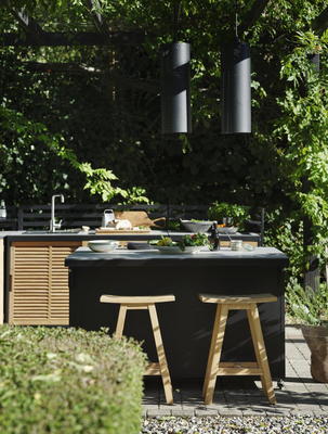 Fornax utekjøkken Svart/teak