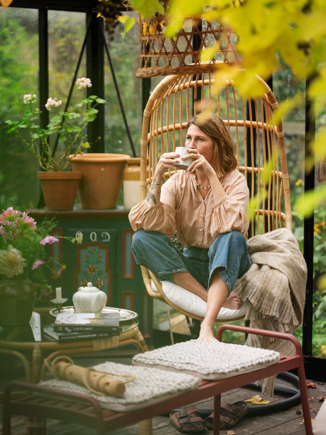 Vallda hengestol Natural colored/white