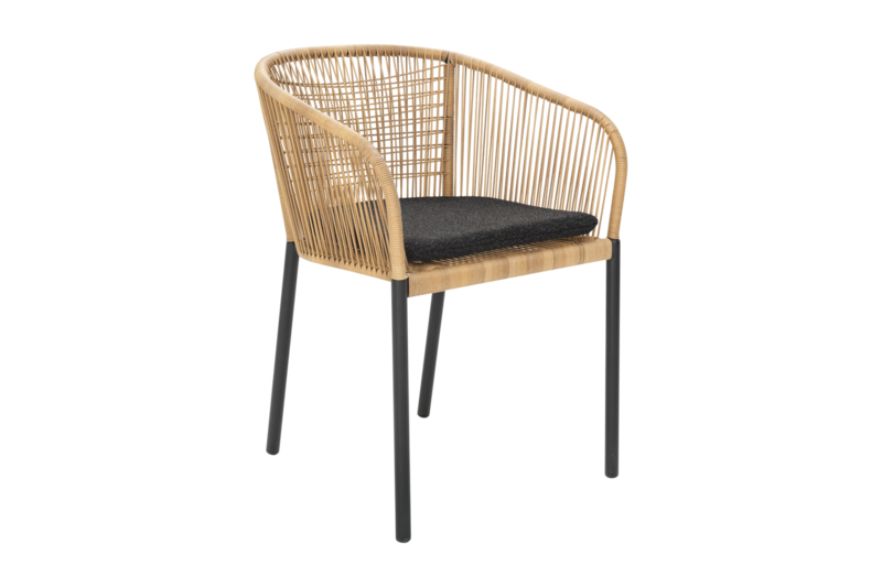 Delta stol med armlener Svart/Teddy Black