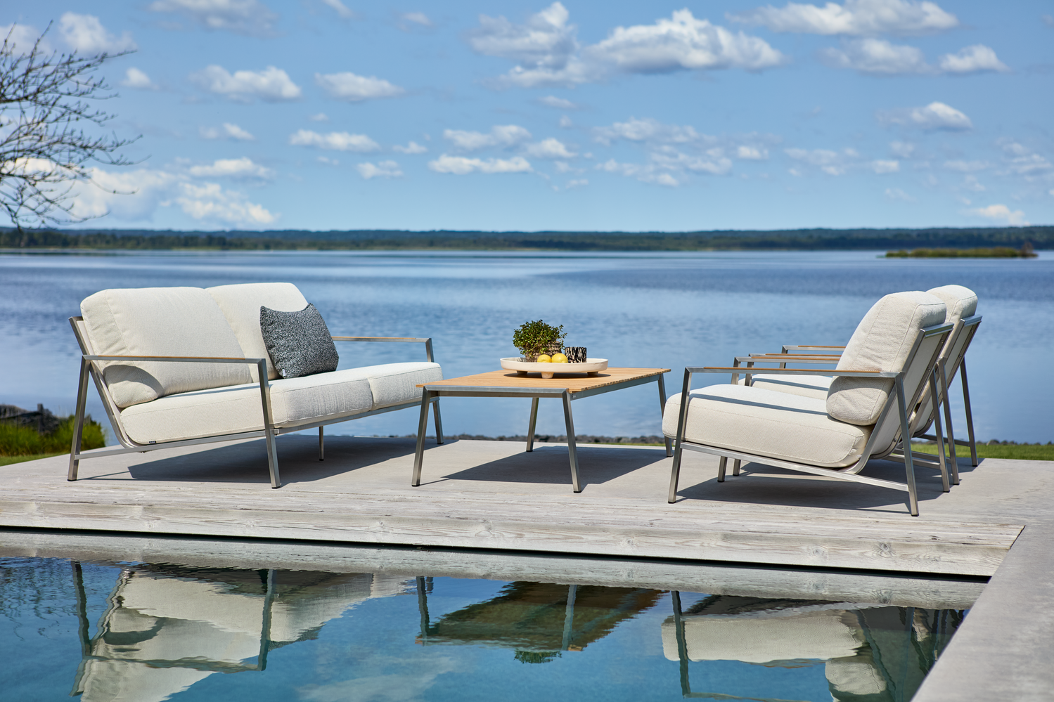 Naos 2,5-seters sofa Stainless Steel/Dot Beige