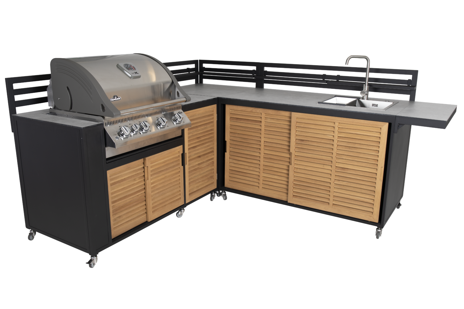 Fornax utekjøkken Svart/teak