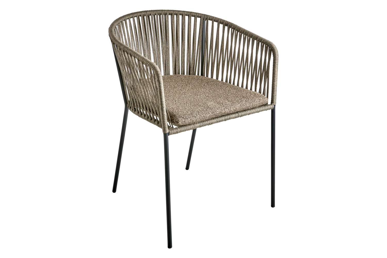 Piatto stol med armlener Svart/Raw Peanut